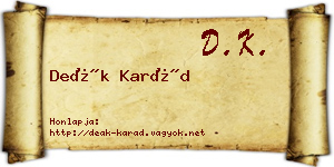 Deák Karád névjegykártya